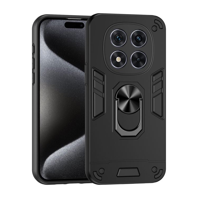 

For Redmi Note 14 Pro 5G Shockproof Metal Ring Holder Phone Case(Black)