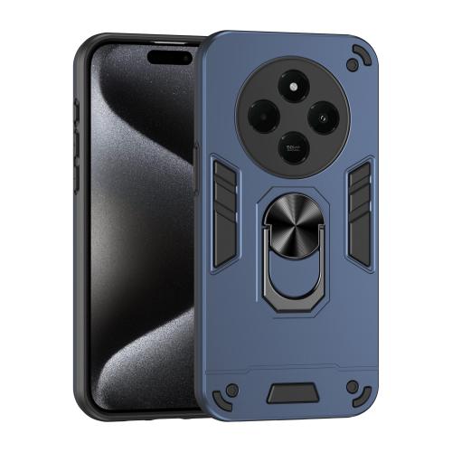 

For Redmi A4 5G Shockproof Metal Ring Holder Phone Case(Blue)