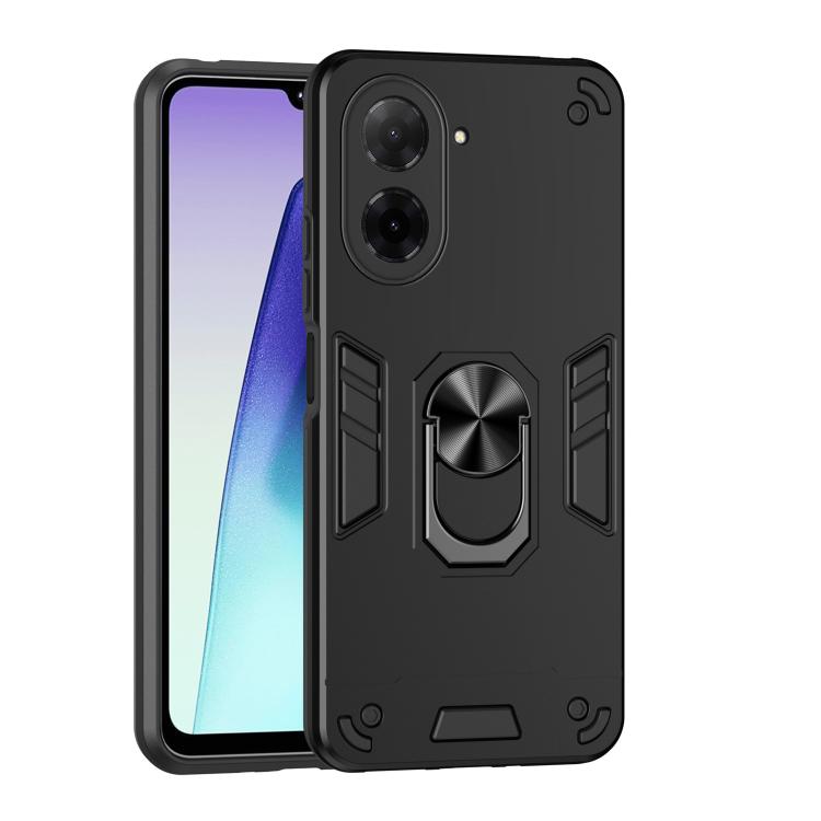 

For Xiaomi Poco C71 / Redmi A5 4G 171.7mm Shockproof Metal Ring Holder Phone Case(Black)