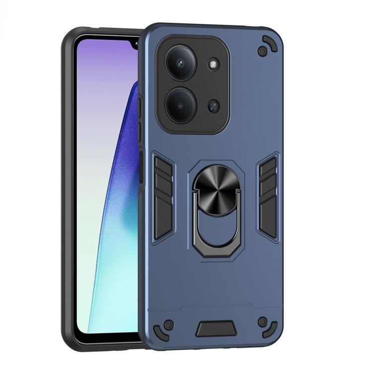 

For Redmi 15C 5G / 4G Global 171mm / Poco C85 4G Shockproof Metal Ring Holder Phone Case(Blue)