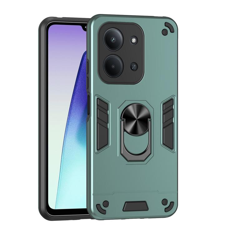 

For Redmi 15C 5G / 4G Global 171mm / Poco C85 4G Shockproof Metal Ring Holder Phone Case(Green)