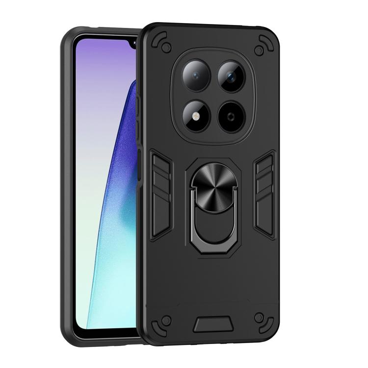 

For Redmi Note 15 Pro 5G Global 163.6mm Shockproof Metal Ring Holder Phone Case(Black)