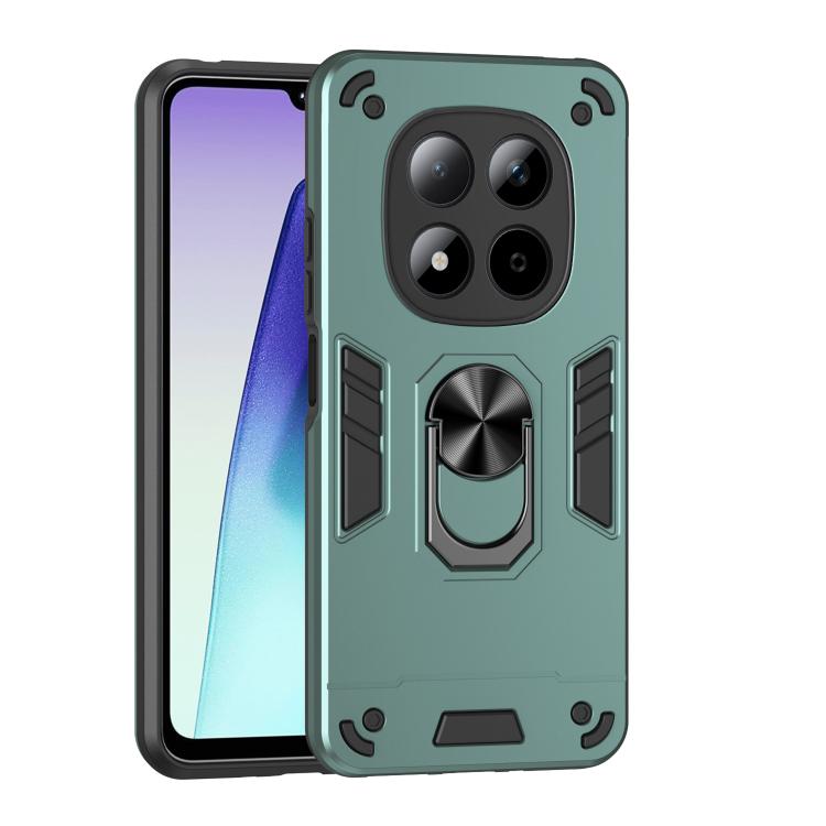 

For Redmi Note 15 Pro 5G Global 163.6mm Shockproof Metal Ring Holder Phone Case(Green)