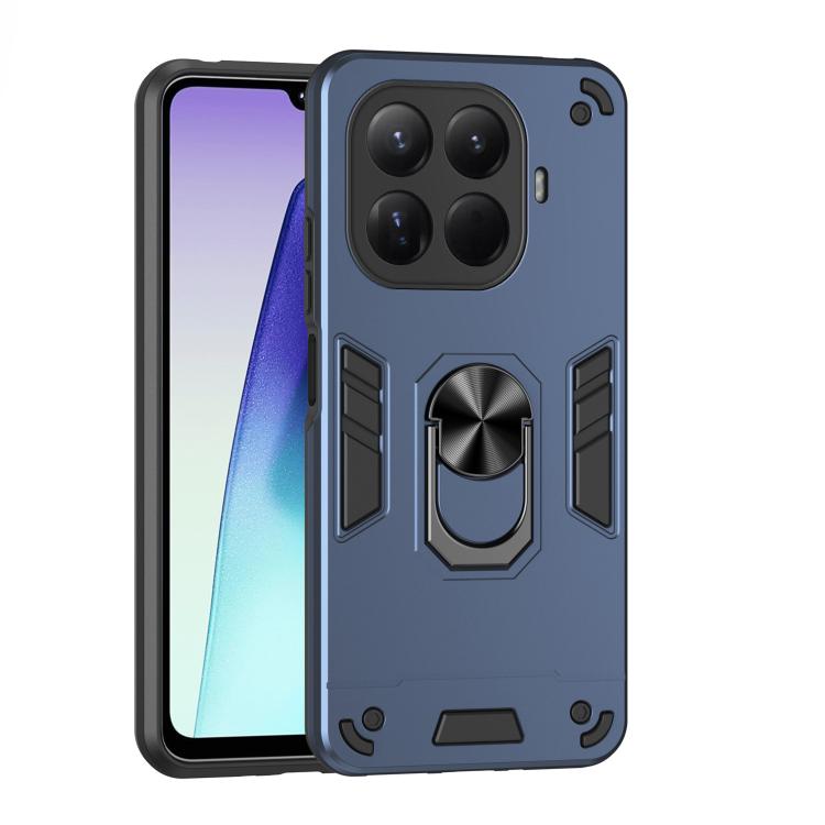 

For Xiaomi 15T Pro Shockproof Metal Ring Holder Phone Case(Blue)