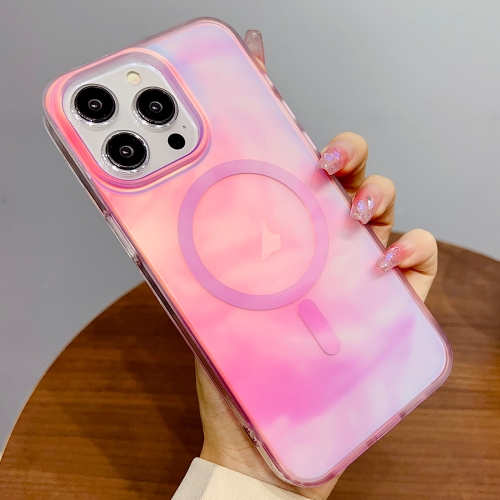 

For iPhone 15 Pro Gradient MagSafe PC Hybrid TPU Phone Case(Pink)