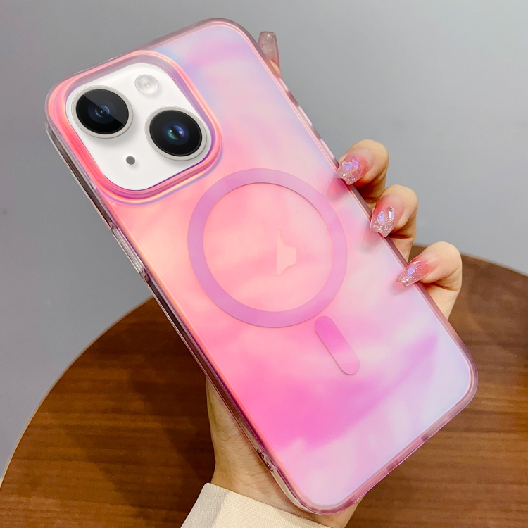 

For iPhone 14 Gradient MagSafe PC Hybrid TPU Phone Case(Pink)