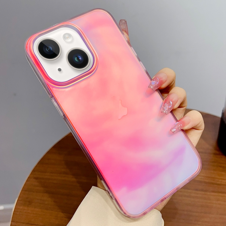

For iPhone 13 Gradient IMD PC Hybrid TPU Phone Case(Pink)