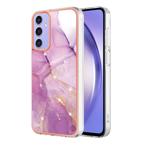 

For Samsung Galaxy A16 5G Electroplating Marble Pattern Dual-side IMD TPU Shockproof Phone Case(Purple 001)