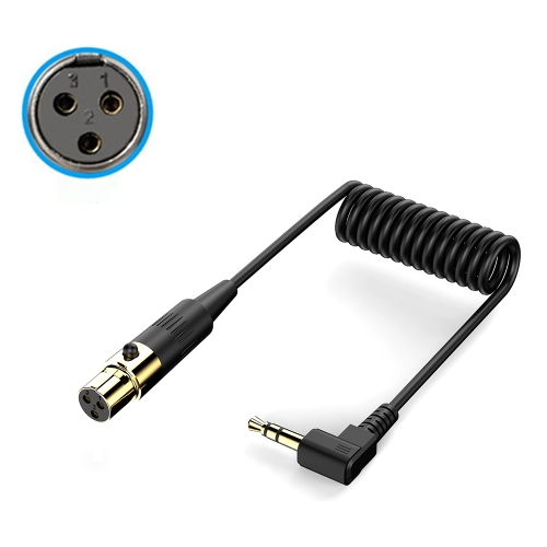 

Mini 3 Pin XLR Female to 3.5mm TRS PC Camera Microphone Coiled Stereo Audio Adapter Cable, Length: 0.5m(Black)