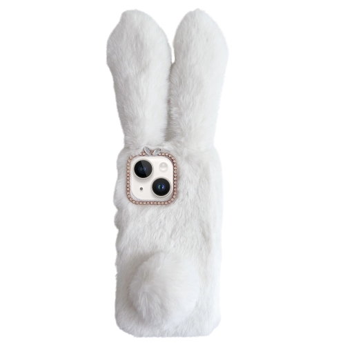 

For iPhone 14 Plus Cute Plush Rabbit TPU Phone Case(White)