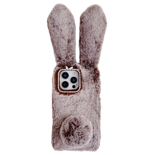 

For iPhone 14 Pro Cute Plush Rabbit TPU Phone Case(Brown)