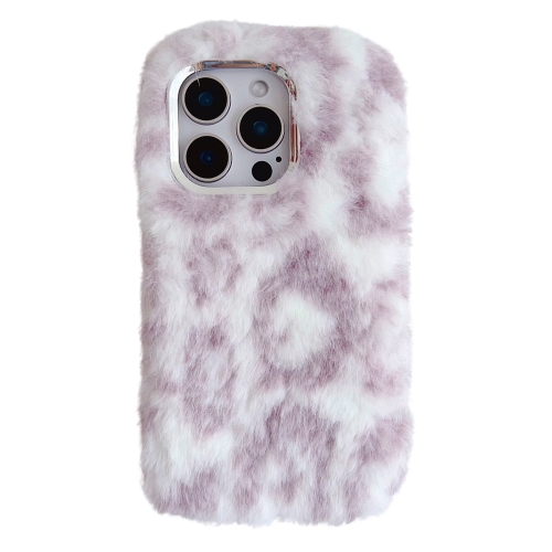 

For iPhone 16 Pro Leopard Print Plush TPU Phone Case(Purple)