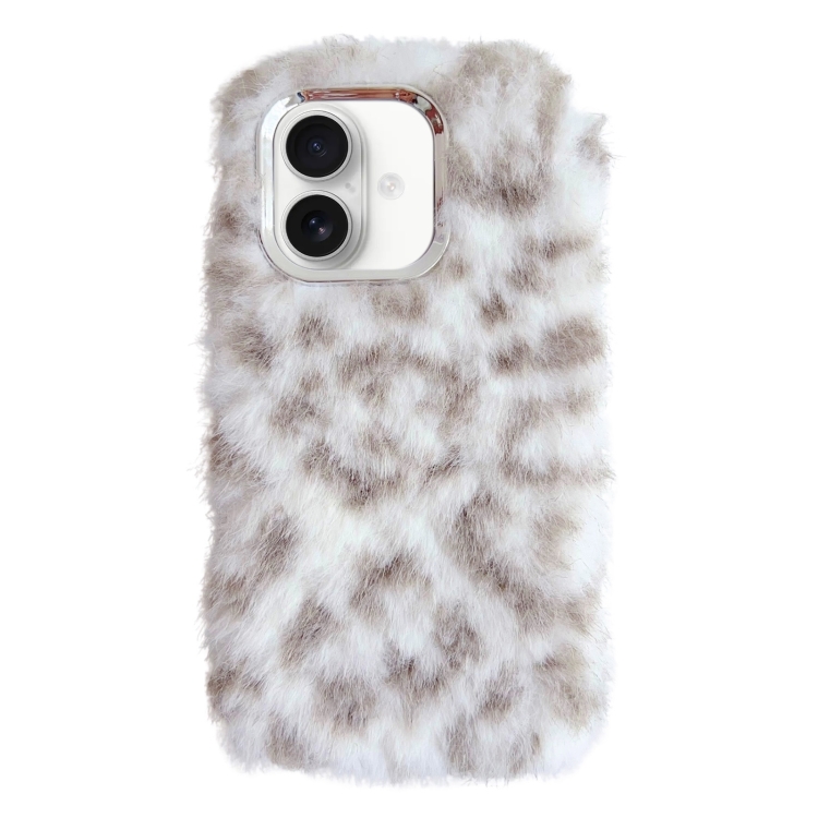 

For iPhone 16 Leopard Print Plush TPU Phone Case(Coffee)