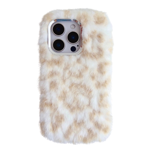 

For iPhone 15 Pro Leopard Print Plush TPU Phone Case(Light Yellow)