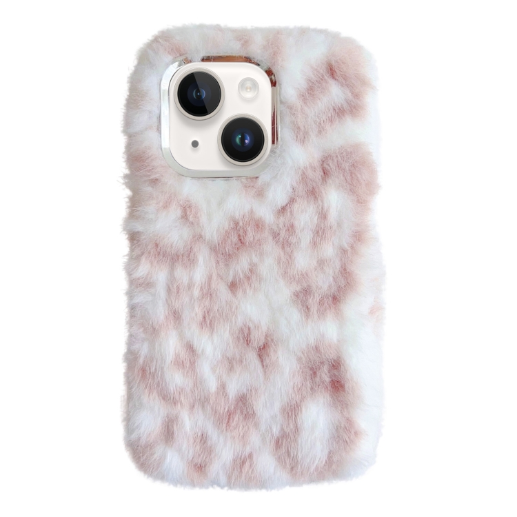 

For iPhone 14 Plus Leopard Print Plush TPU Phone Case(Pink)