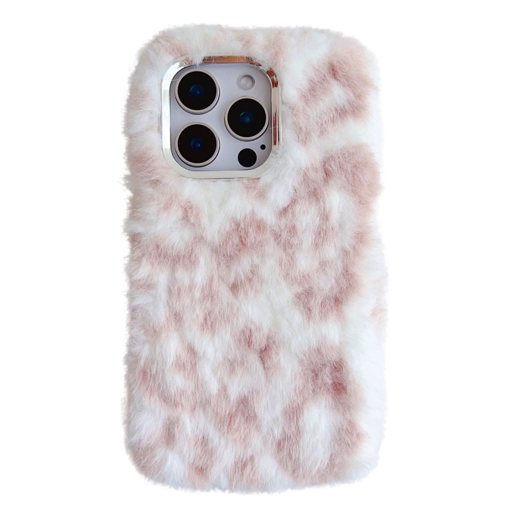 

For iPhone 14 Pro Max Leopard Print Plush TPU Phone Case(Pink)