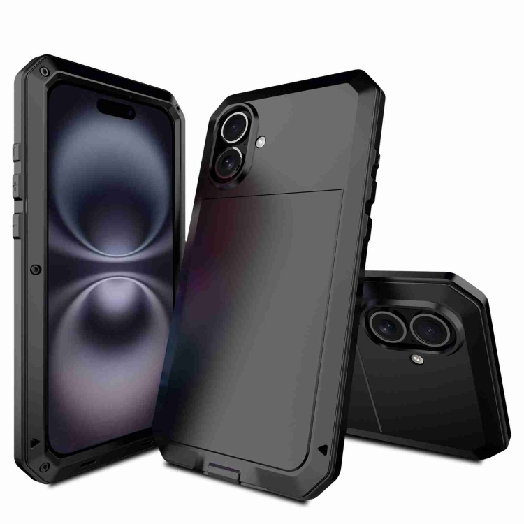 

For iPhone 16 Plus RedPepper Triple-proof Metal Phone Case(Black)