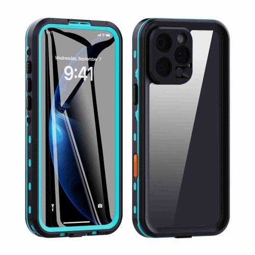 

For iPhone 16 Pro Max RedPepper Transparent Dot IP68 Waterproof Triple-proof Phone Case(Black Blue)