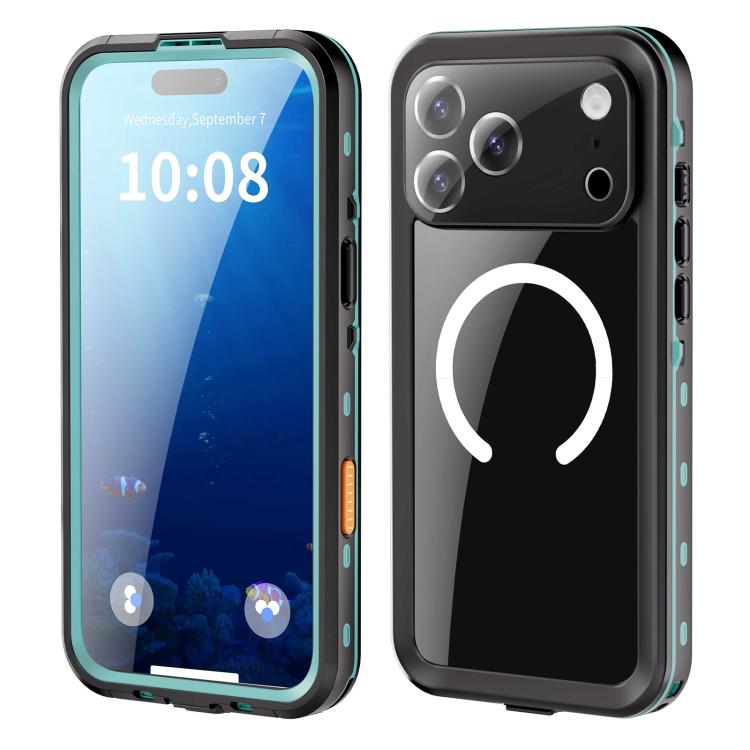 

For iPhone 17 Pro Max RedPepper Transparent Dot IP68 Waterproof Triple-proof MagSafe Phone Case(Black Blue)
