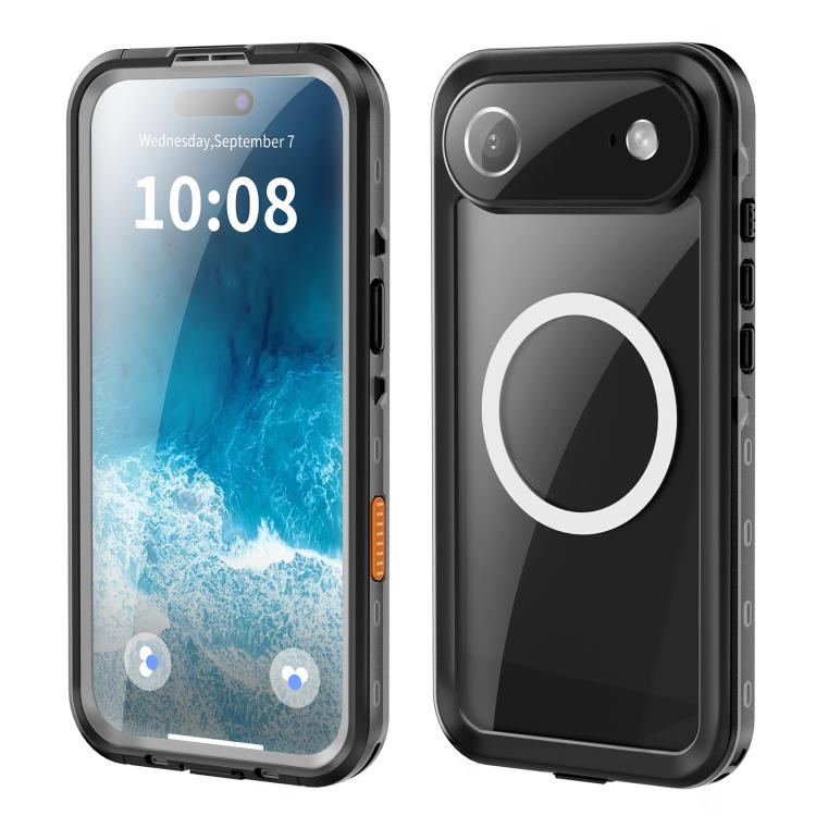 

For iPhone 17 Air RedPepper Transparent Dot IP68 Waterproof Triple-proof MagSafe Phone Case(Black Dark Grey)