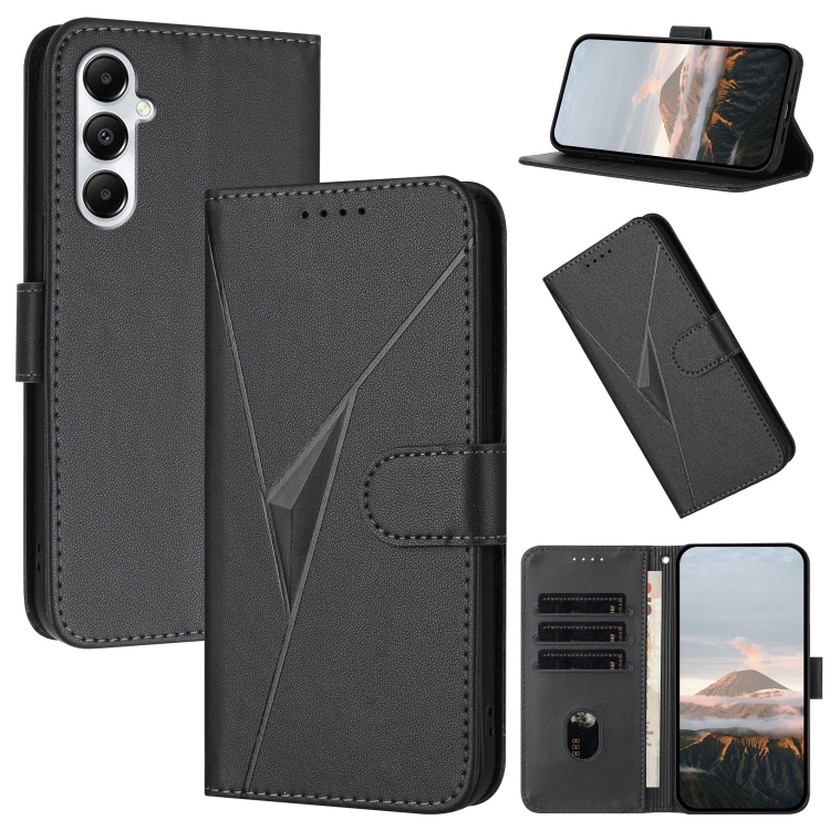 

For Samsung Galaxy S24 FE 5G Triangle Pattern Buckle Clasp Leather Phone Case(Black)