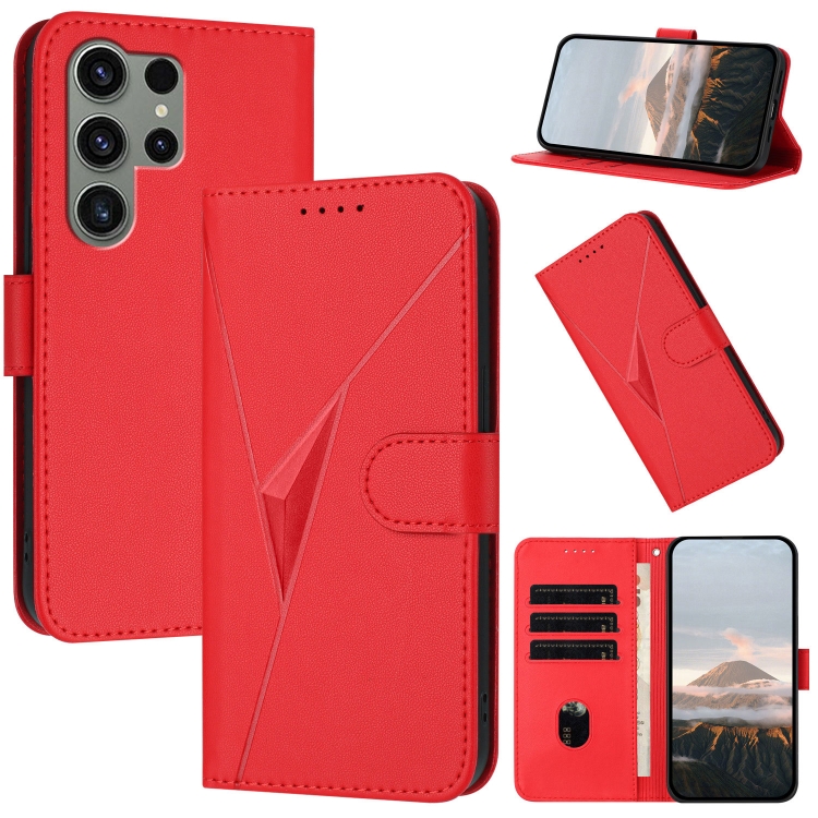 

For Samsung Galaxy S23 Ultra 5G Triangle Pattern Buckle Clasp Leather Phone Case(Red)