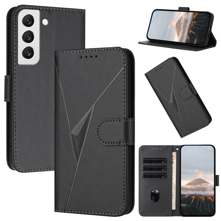 

For Samsung Galaxy S22 5G Triangle Pattern Buckle Clasp Leather Phone Case(Black)