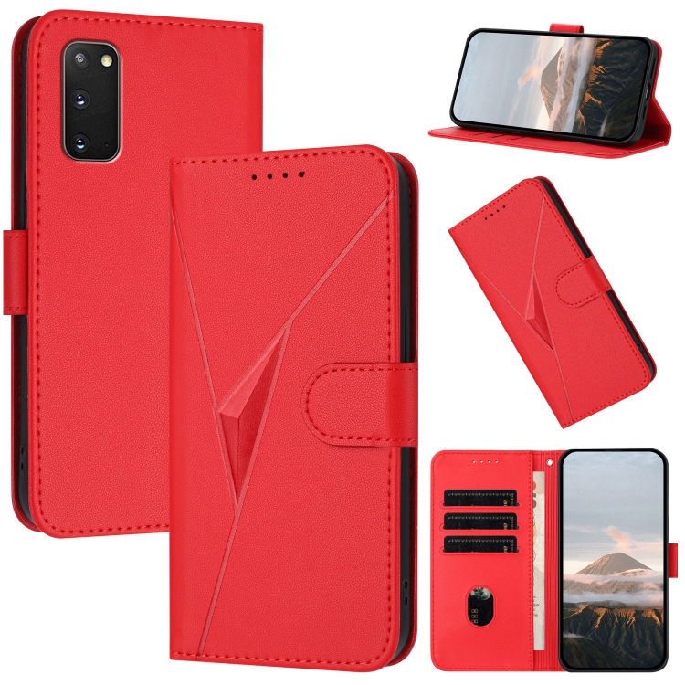 

For Samsung Galaxy S20 FE 5G Triangle Pattern Buckle Clasp Leather Phone Case(Red)
