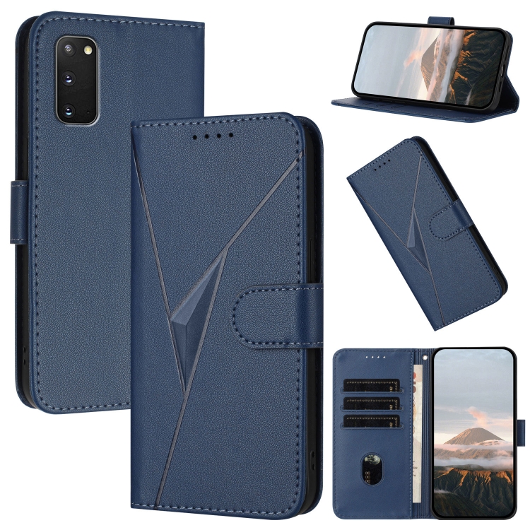 

For Samsung Galaxy S20 FE 5G Triangle Pattern Buckle Clasp Leather Phone Case(Royal Blue)
