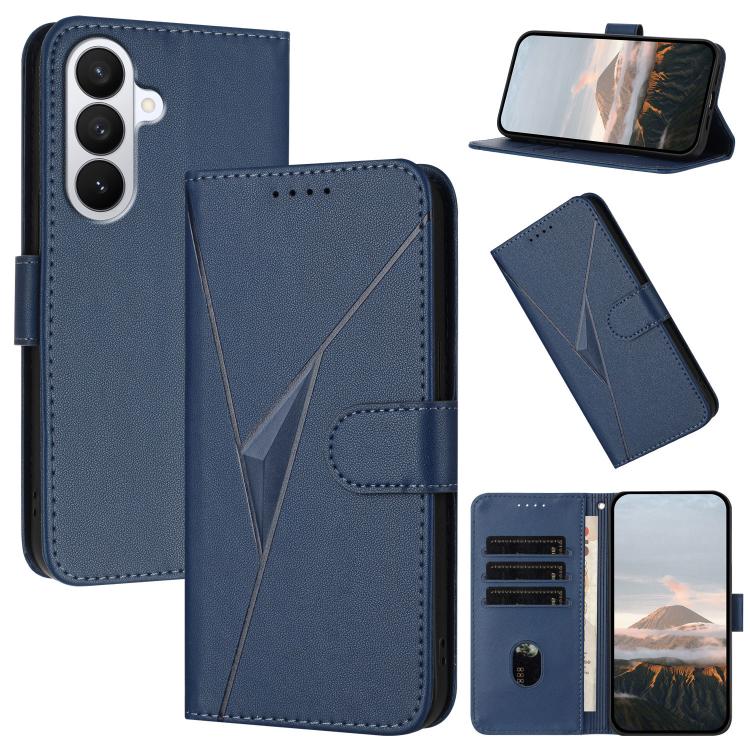 

For Samsung Galaxy S26 5G Triangle Pattern Buckle Clasp Leather Phone Case(Royal Blue)