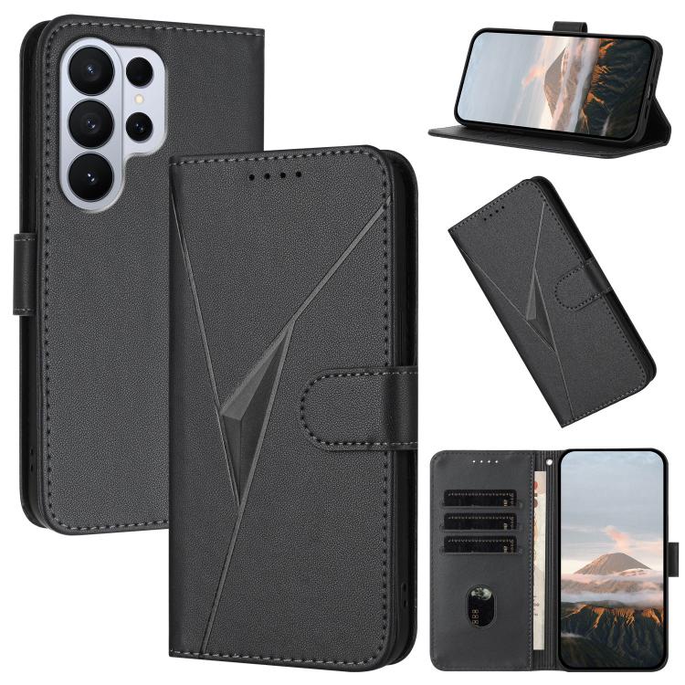 

For Samsung Galaxy S26 Ultra 5G Triangle Pattern Buckle Clasp Leather Phone Case(Black)