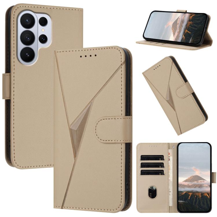 

For Samsung Galaxy S26 Ultra 5G Triangle Pattern Buckle Clasp Leather Phone Case(Gold)