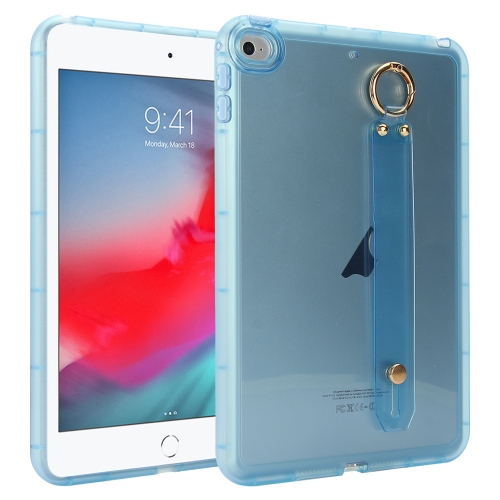 

For iPad mini 5 / 4 Wristband Holder PC Hybrid TPU Soft Tablet Case(Blue)