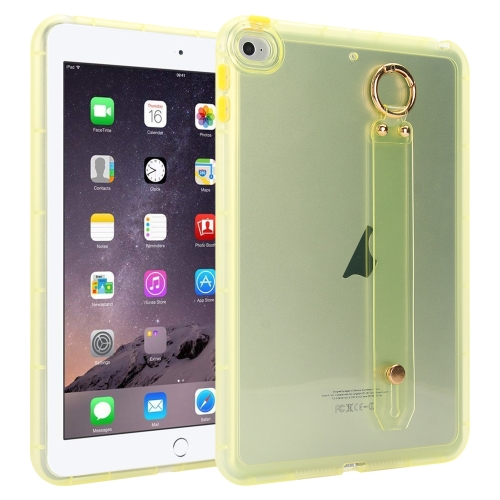 

For iPad Air 2 / 9.7 2017 / 2018 Wristband Holder PC Hybrid TPU Soft Tablet Case(Yellow)