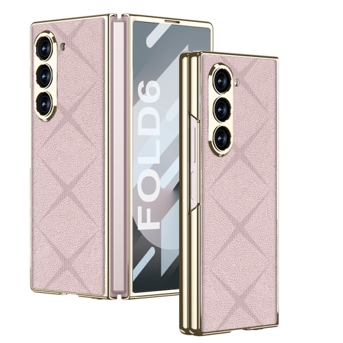 

For Samsung Galaxy Z Fold6 GKK Integrated Asterism Plating Leather Full Coverage Phone Case(Pink)