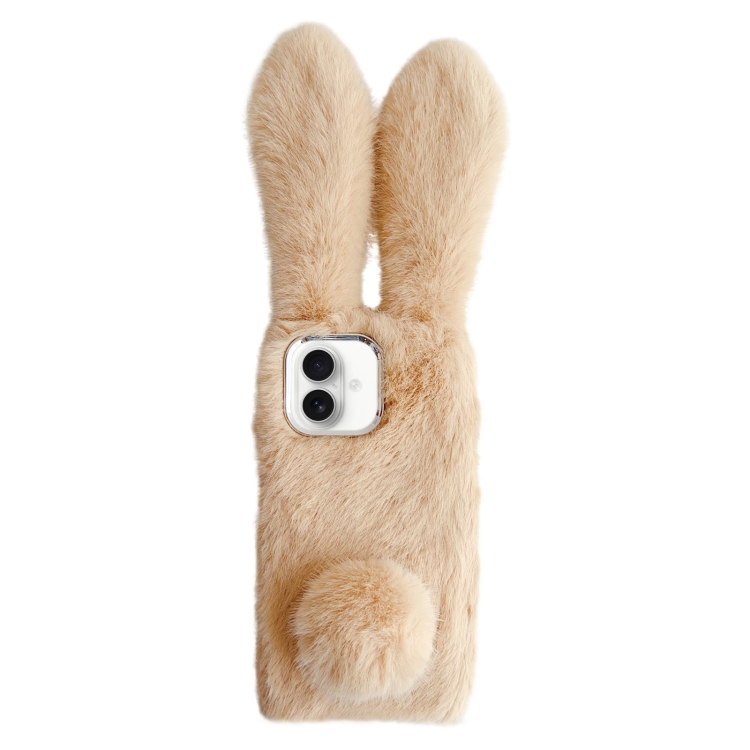 

For iPhone 16 Plus Solid Color Plush Rabbit TPU Phone Case(Beige)