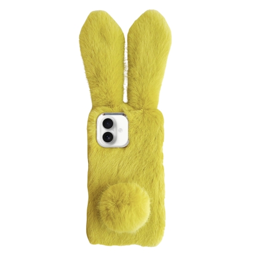 

For iPhone 16 Plus Solid Color Plush Rabbit TPU Phone Case(Light Green)