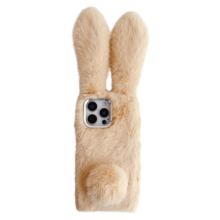 

For iPhone 15 Pro Solid Color Plush Rabbit TPU Phone Case(Beige)
