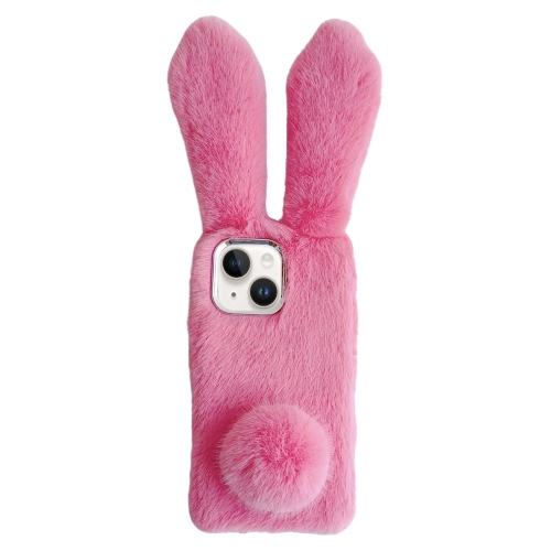 

For iPhone 14 Plus Solid Color Plush Rabbit TPU Phone Case(Pink)