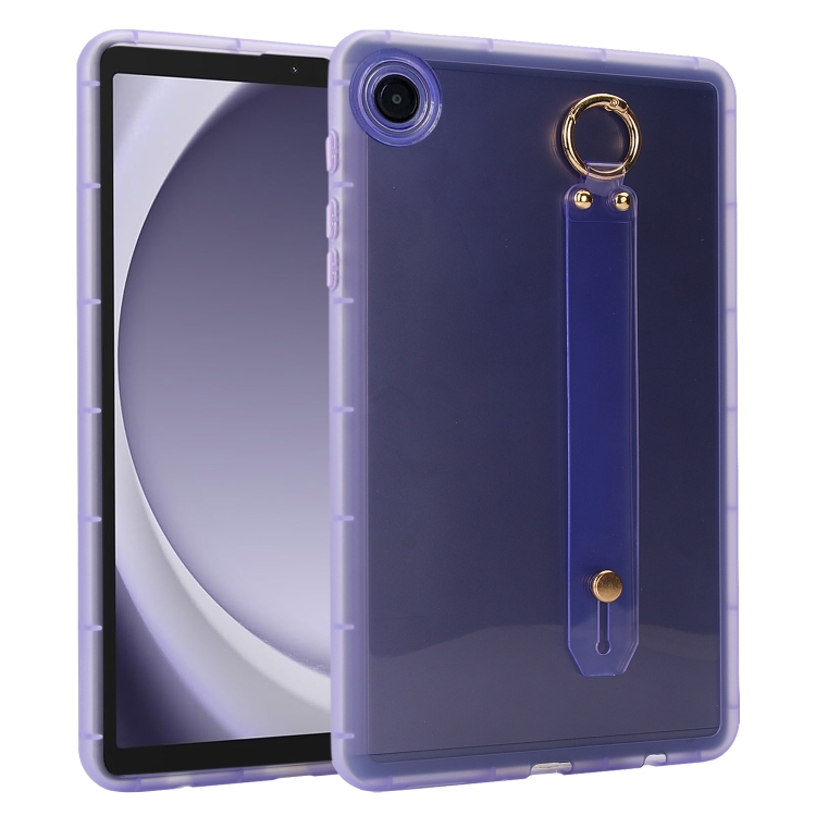 

For Samsung Galaxy Tab A9 Wristband Holder PC Hybrid TPU Soft Tablet Case(Purple)