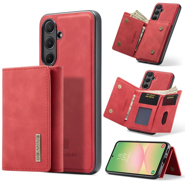 

For Samsung Galaxy A56 5G DG.MING M1 Series 3-Fold Multi Card Wallet + Magnetic Phone Case(Red)
