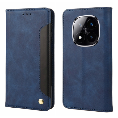 

For Redmi Note 14 Pro+ 5G Skin Feel Splicing Leather Phone Case(Blue)