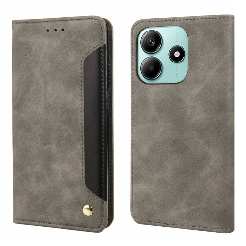 

For Redmi Note 14 5G Skin Feel Splicing Leather Phone Case(Grey)