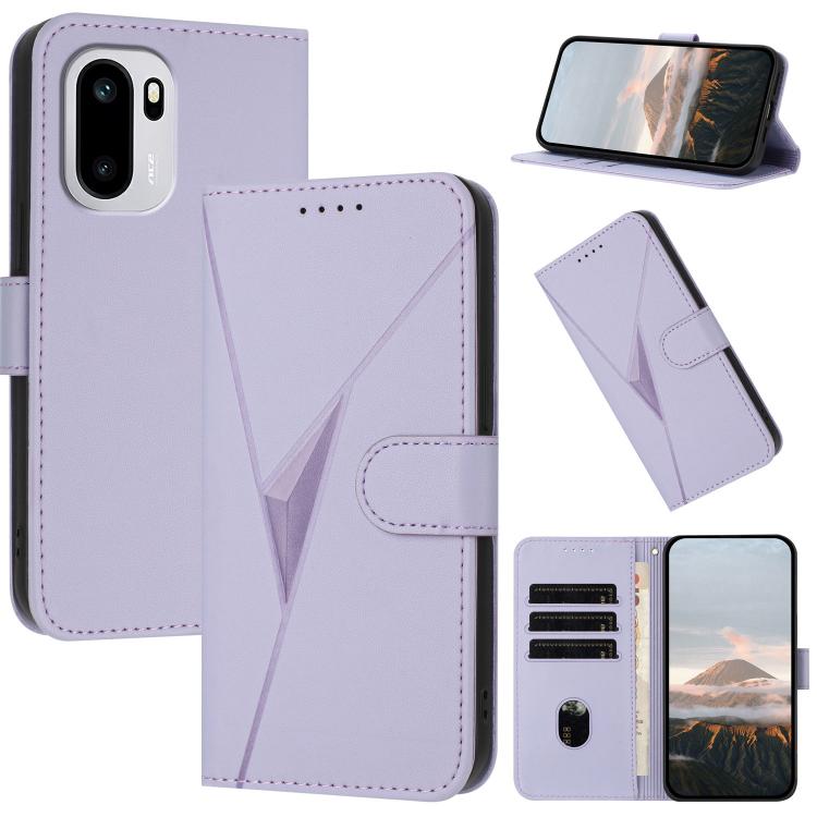 

For OnePlus Ace 6 Triangle Pattern Buckle Clasp Leather Phone Case(Light Purple)