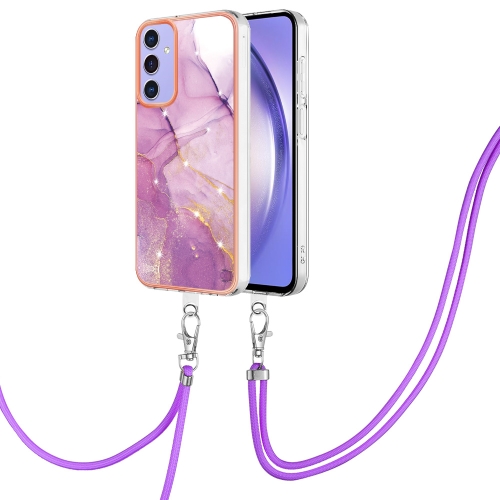 

For Samsung Galaxy A16 5G Electroplating Marble Dual-side IMD Phone Case with Lanyard(Purple 001)