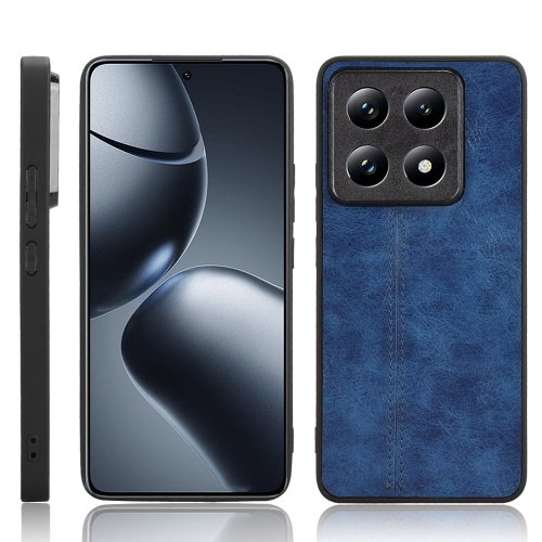 

For Xiaomi 14T Cow Pattern Sewing Back Cover Phone Case(Blue)