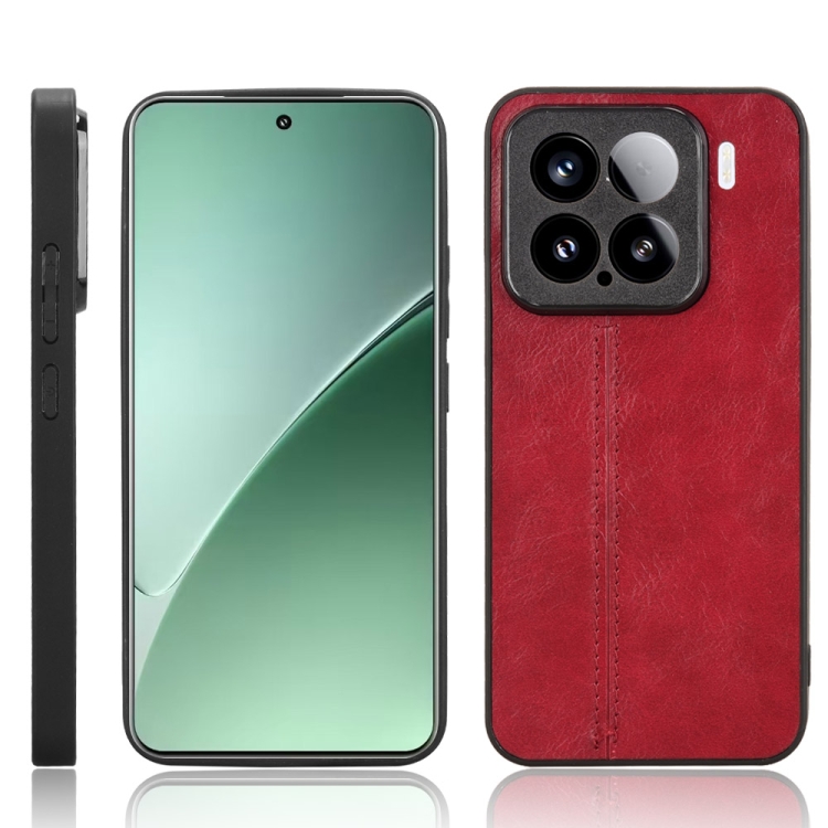 

For Xiaomi 15 Pro Cow Pattern Sewing Back Cover Phone Case(Red)