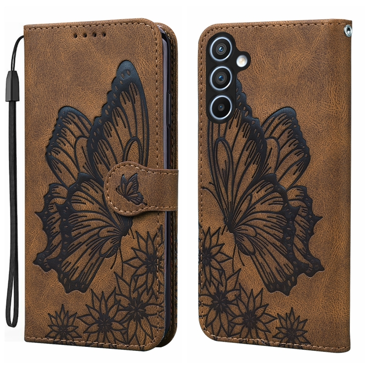 

For Samsung Galaxy S25 5G Retro Skin Feel Butterflies Embossing Horizontal Flip Leather Phone Case(Brown)