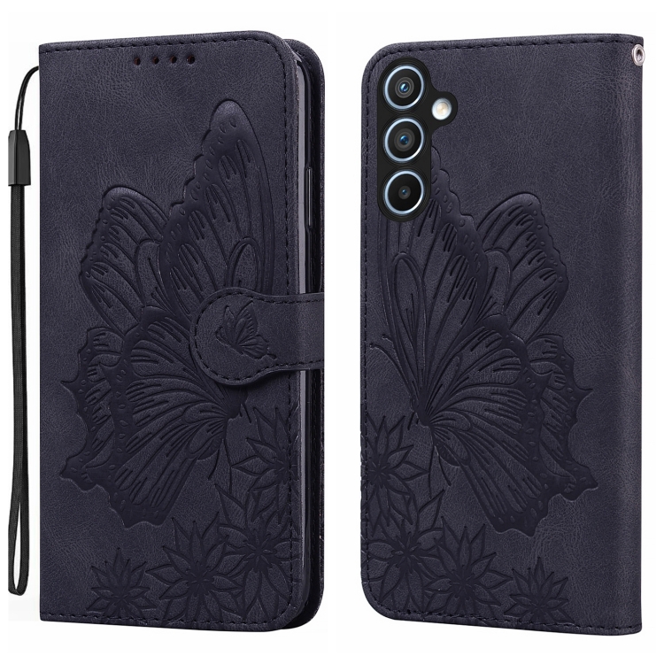 

For Samsung Galaxy S25+ 5G Retro Skin Feel Butterflies Embossing Horizontal Flip Leather Phone Case(Black)