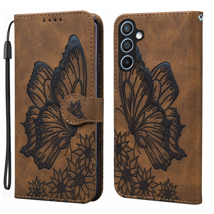 

For Samsung Galaxy S25+ 5G Retro Skin Feel Butterflies Embossing Horizontal Flip Leather Phone Case(Brown)